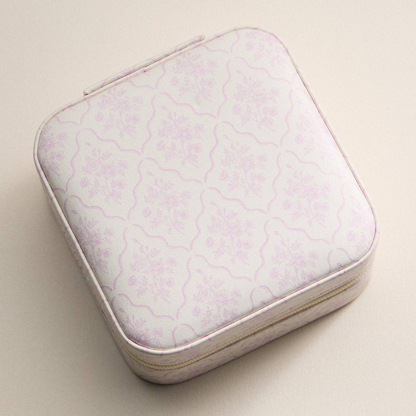 Pink Floral Travel Jewelry Case