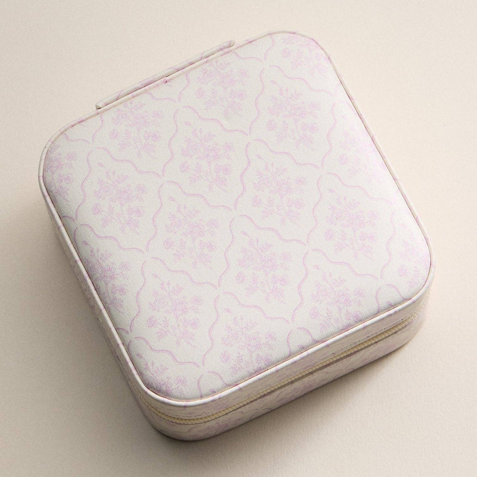 Pink Floral Travel Jewelry Case