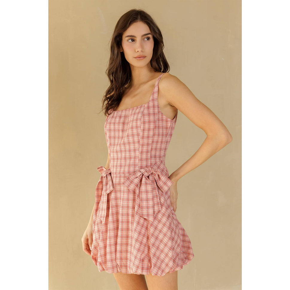 WHITE RED BOW DETAIL MINI DRESS