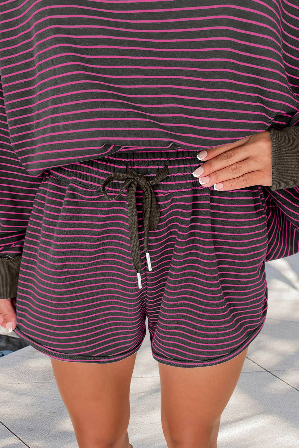 Mock Neck Baggy Pullover Matching Shorts Set