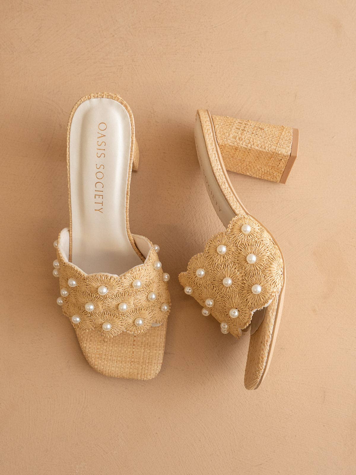 The Holland | Natural Pearl Raffia Block Heel Mule