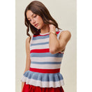 Switch 4TH OF JULY STRIPE RUFFLE BOTTOM SWEATER KNIT TOP 1 image