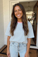 Switch Stripe Looks Contrast Drop Shoulder Loose Tee 2 image