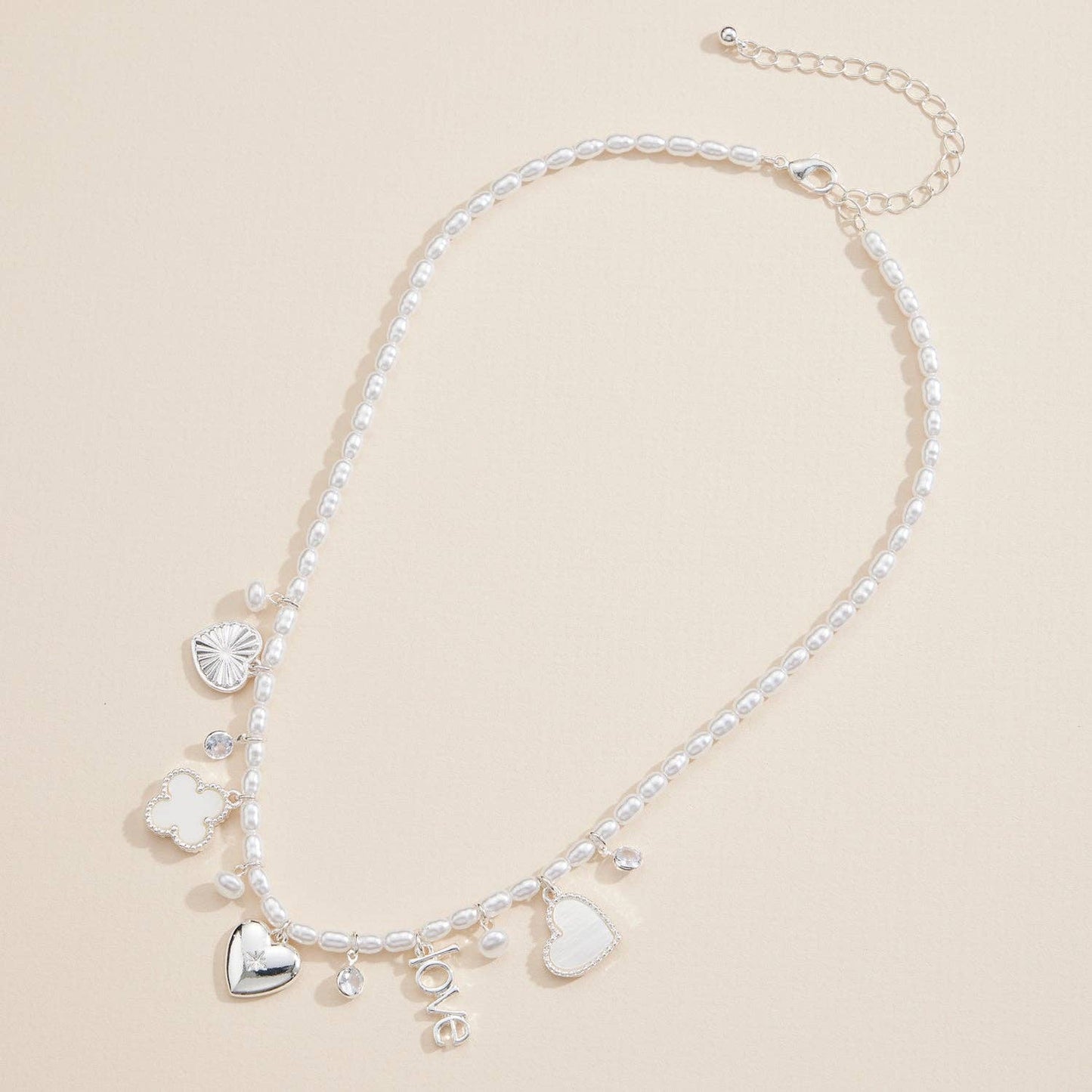 PEARL CHARM NECKLACE WITH GOLD ACCENTS