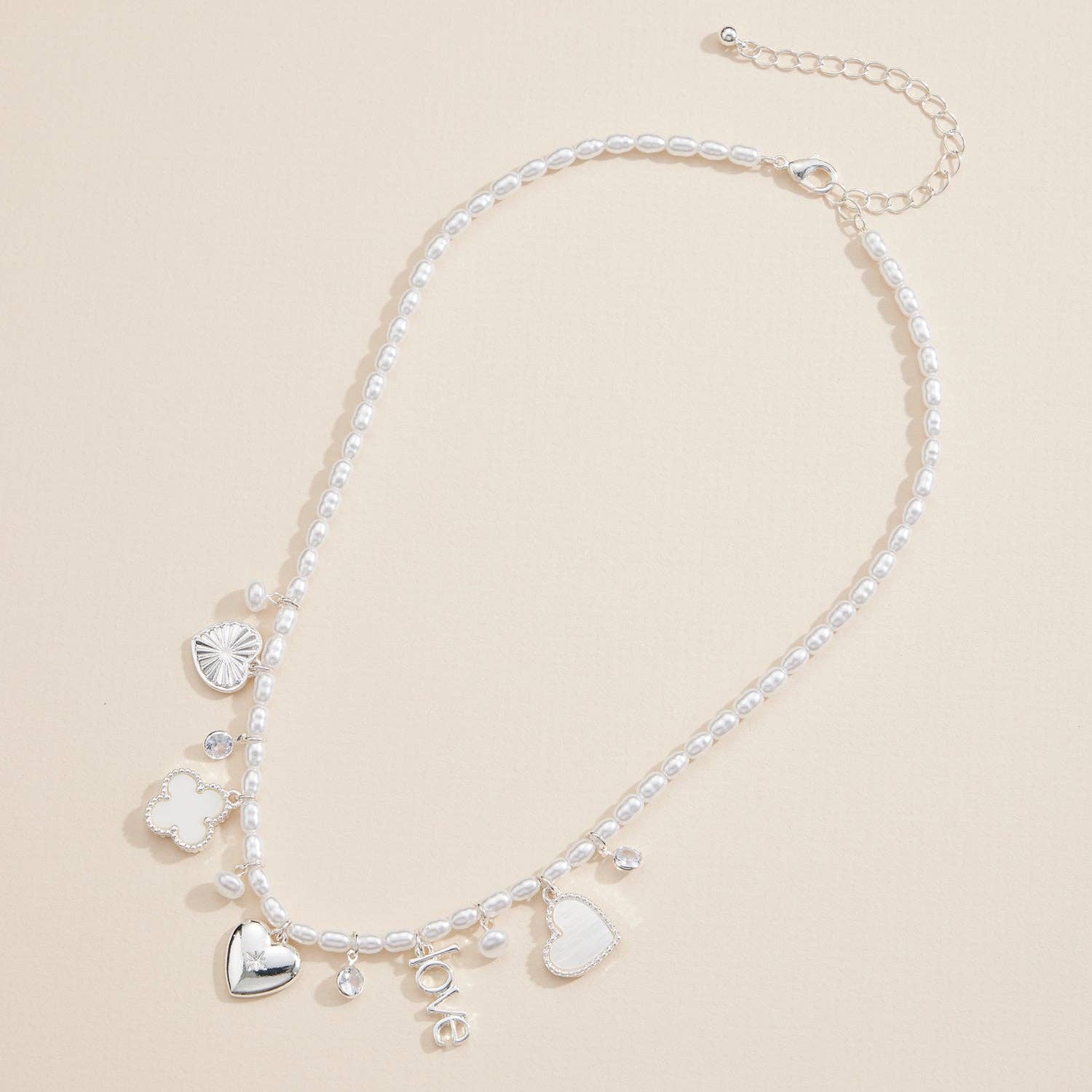 PEARL CHARM NECKLACE WITH GOLD ACCENTS