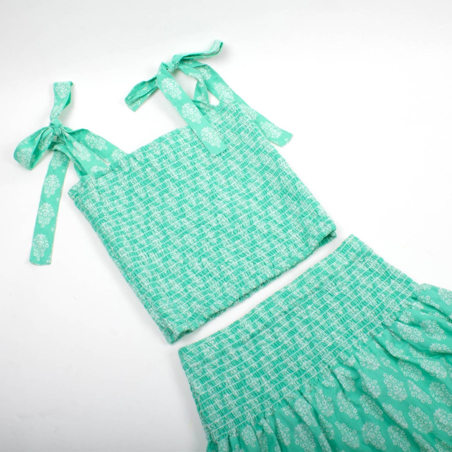 Smocked Tie Top & Skirt Set