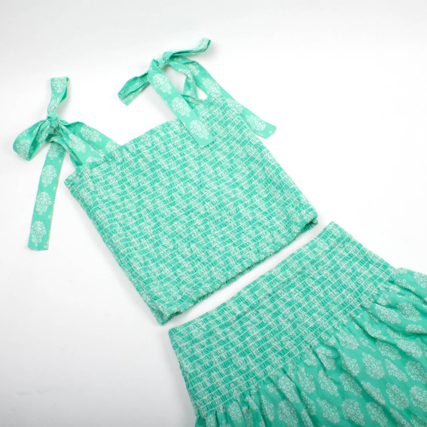 Smocked Tie Top & Skirt Set