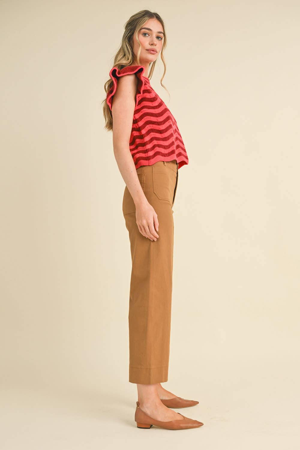 HIGH WAIST CROPPED WIDE LEG PANTS