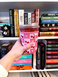 Cherry Bow Coquette Girl Iced Coffee Drink Sleeve - Small: Light Pink