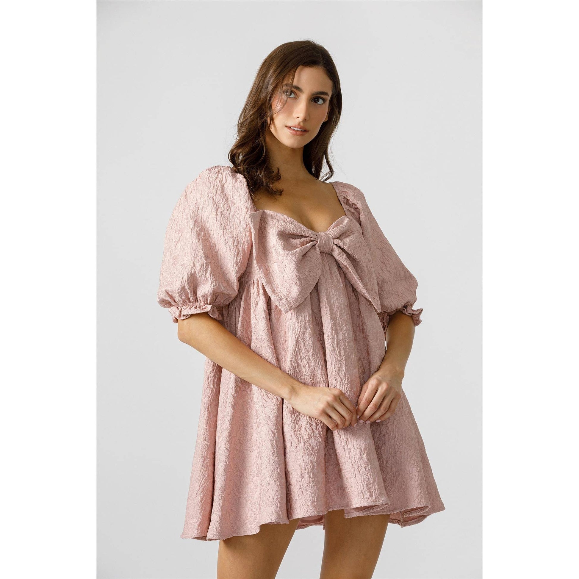 PINK ROSE BABYDOLL MINI DRESS