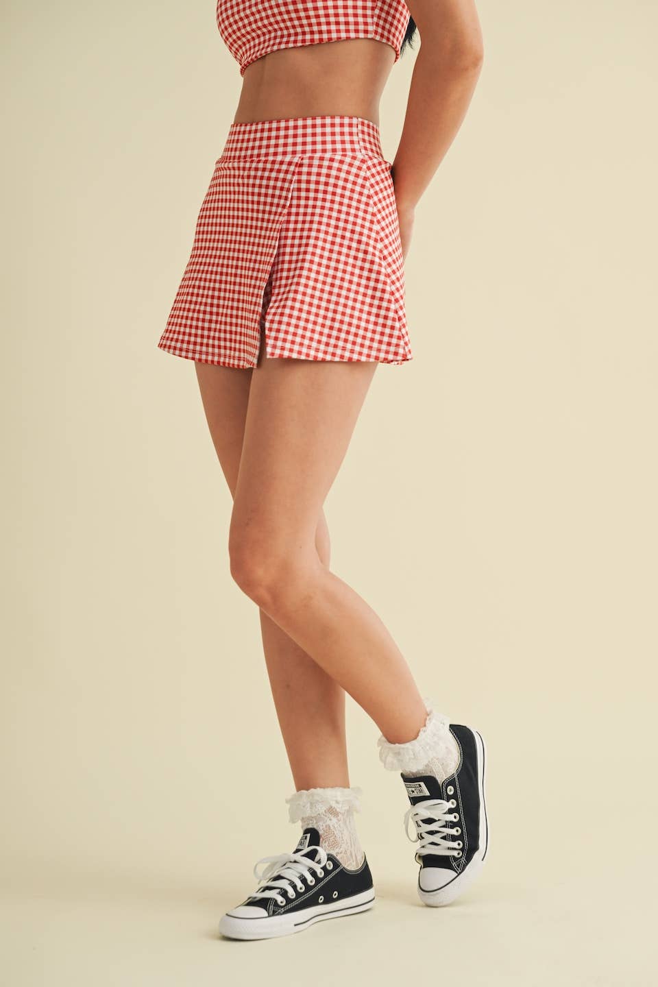 Gingham A-Line Skort: Blue / L