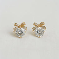 Cubic Zirconia Bow Stud Earrings