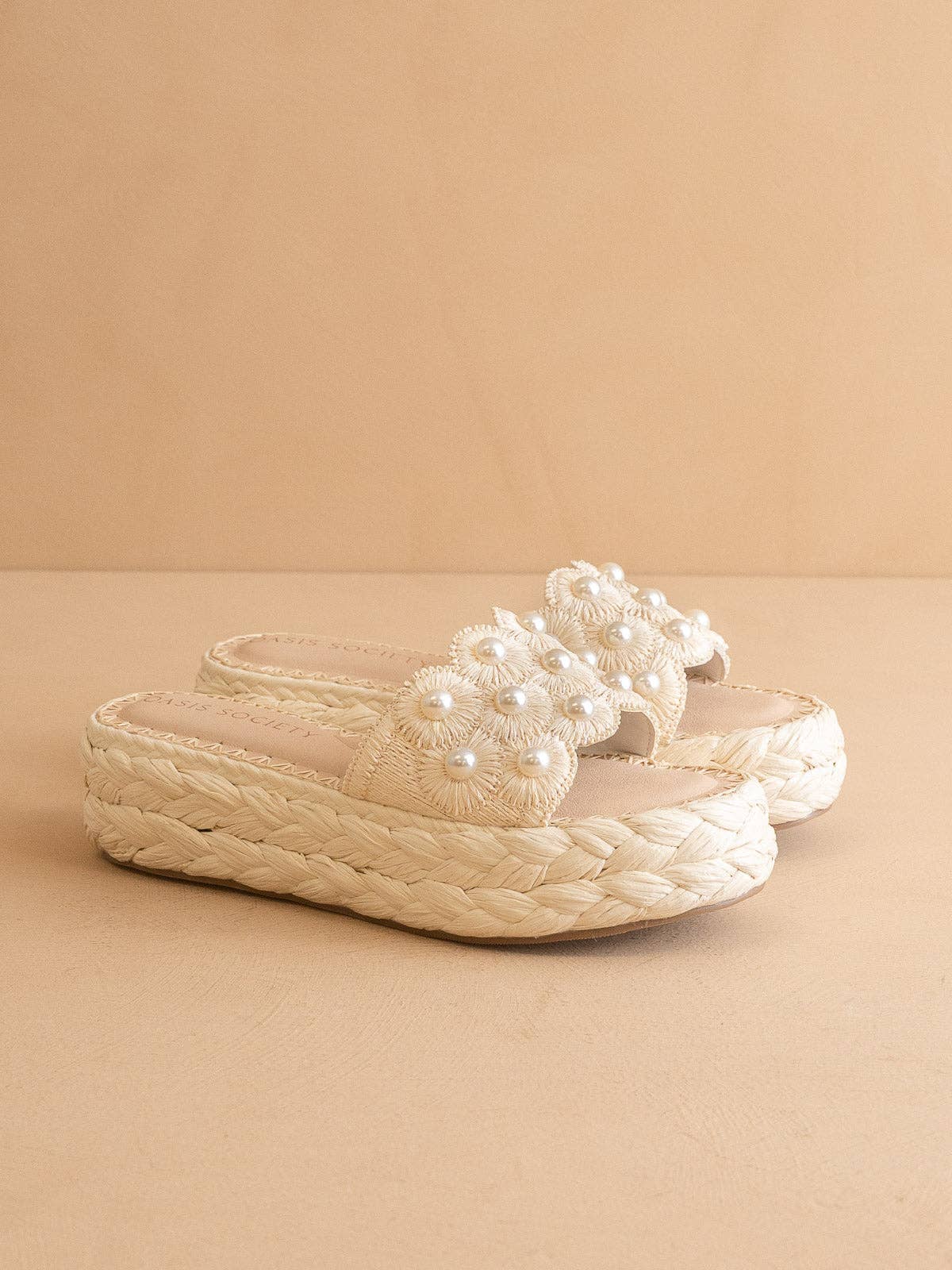 The Candice | Floral Raffia Platform Slide