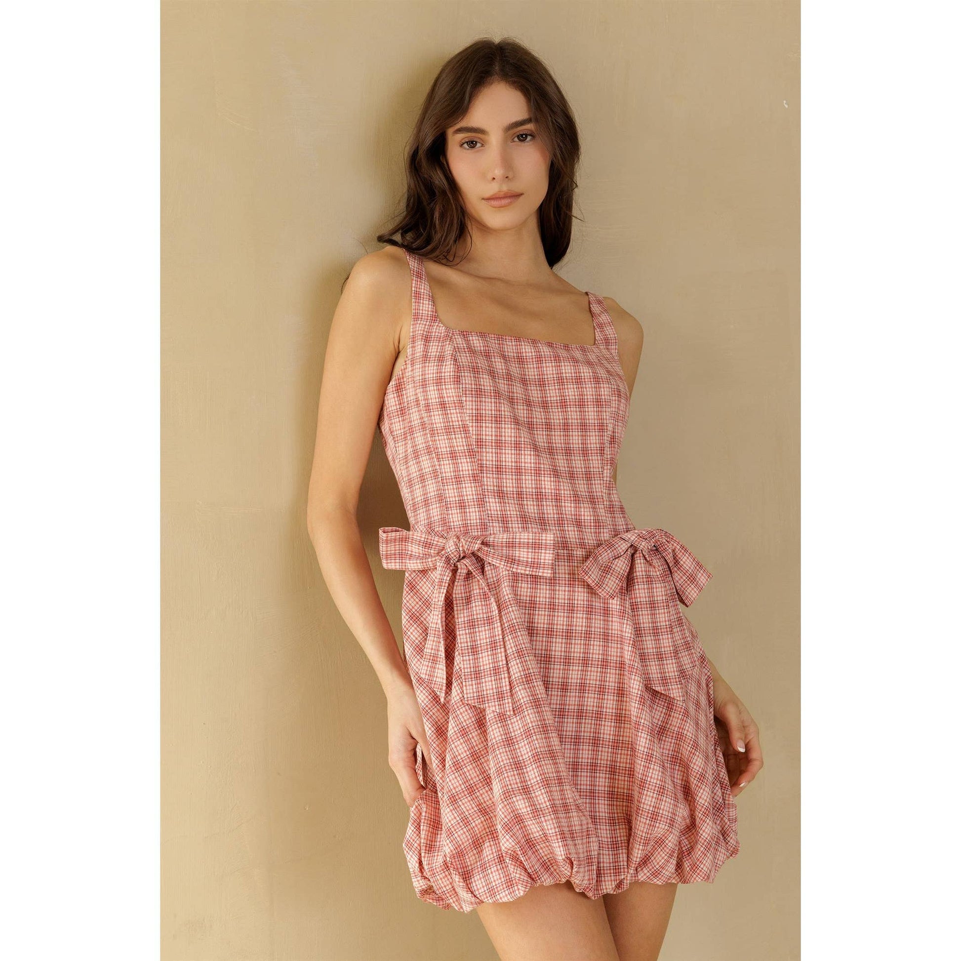 WHITE RED BOW DETAIL MINI DRESS