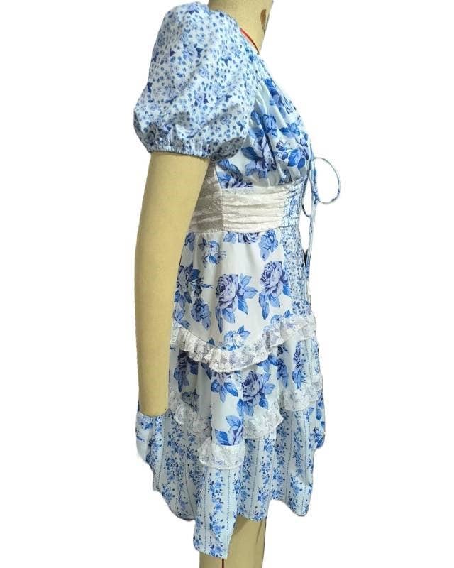 Floral Lace Smocked Dress