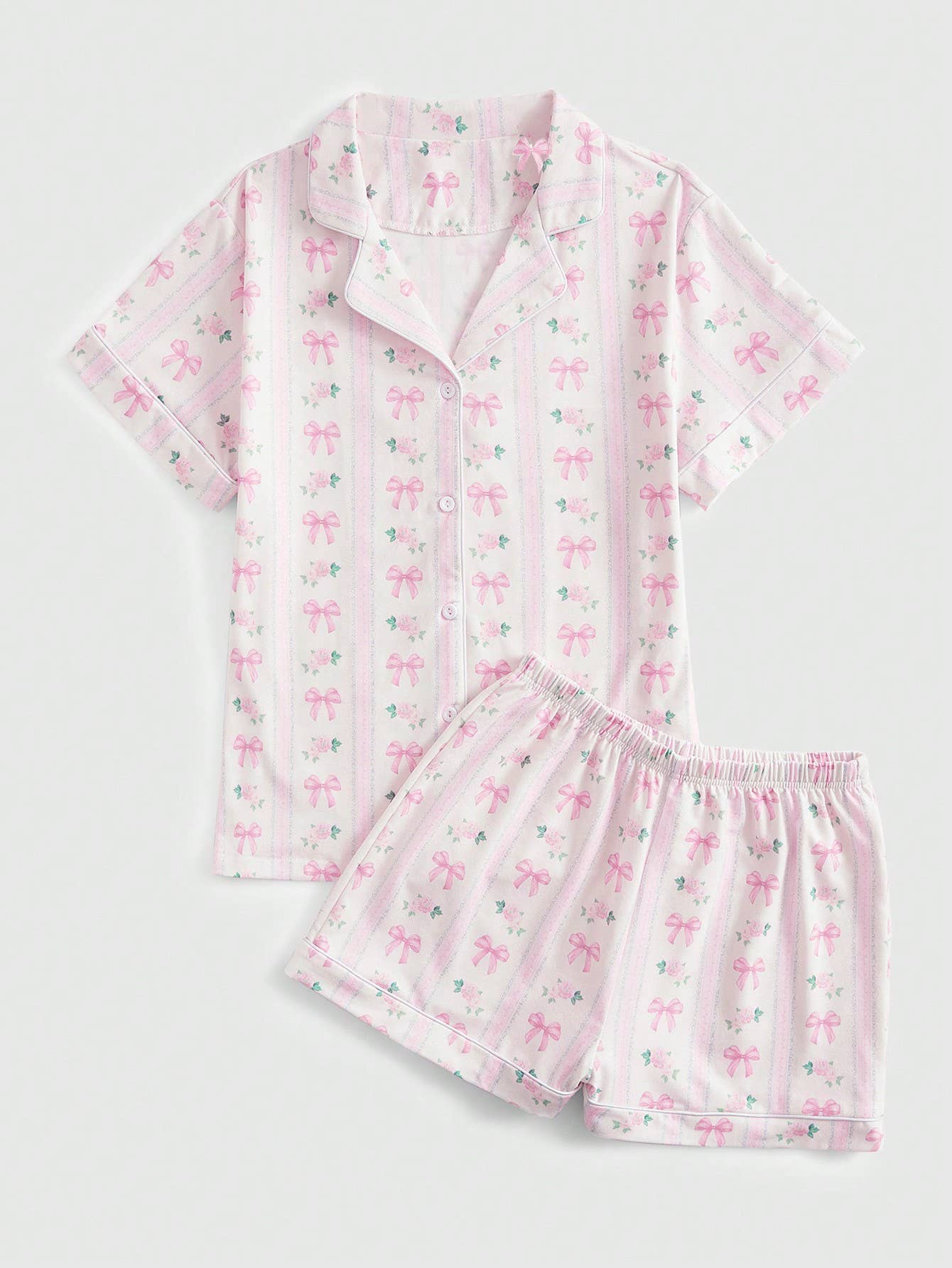 STYLISH BOW PRINT LOUNGEWEAR SET