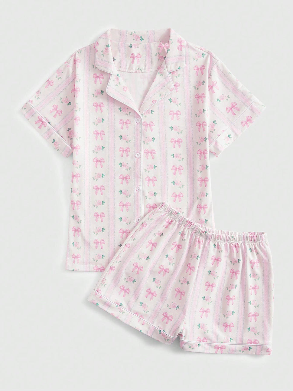 STYLISH BOW PRINT LOUNGEWEAR SET