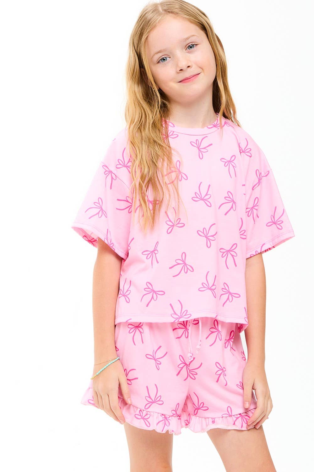 Ribbon Print Top and Shorts Set