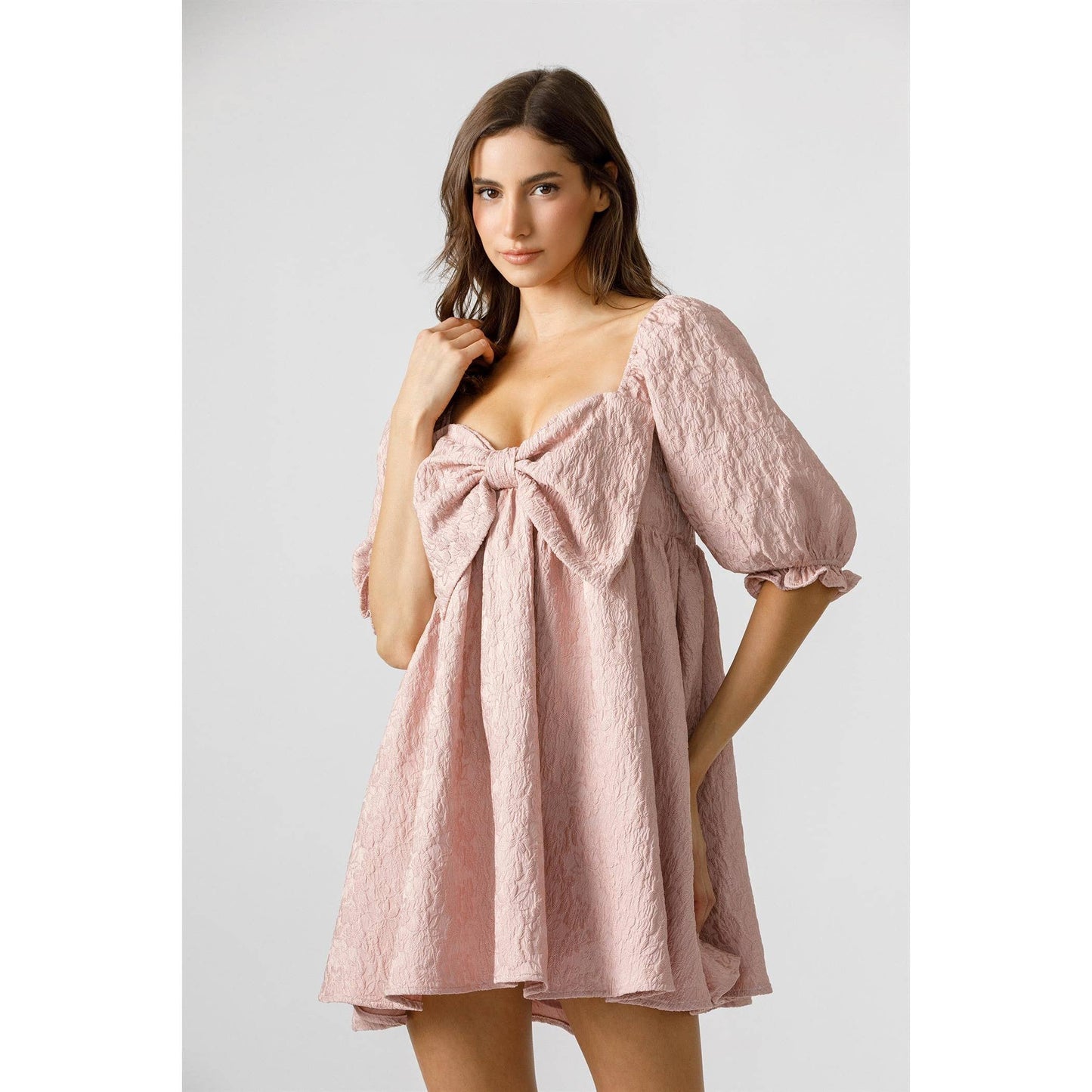 PINK ROSE BABYDOLL MINI DRESS