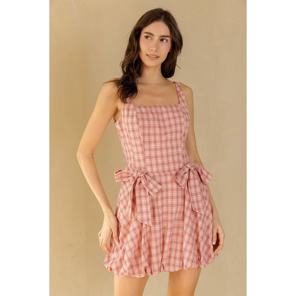 WHITE RED BOW DETAIL MINI DRESS