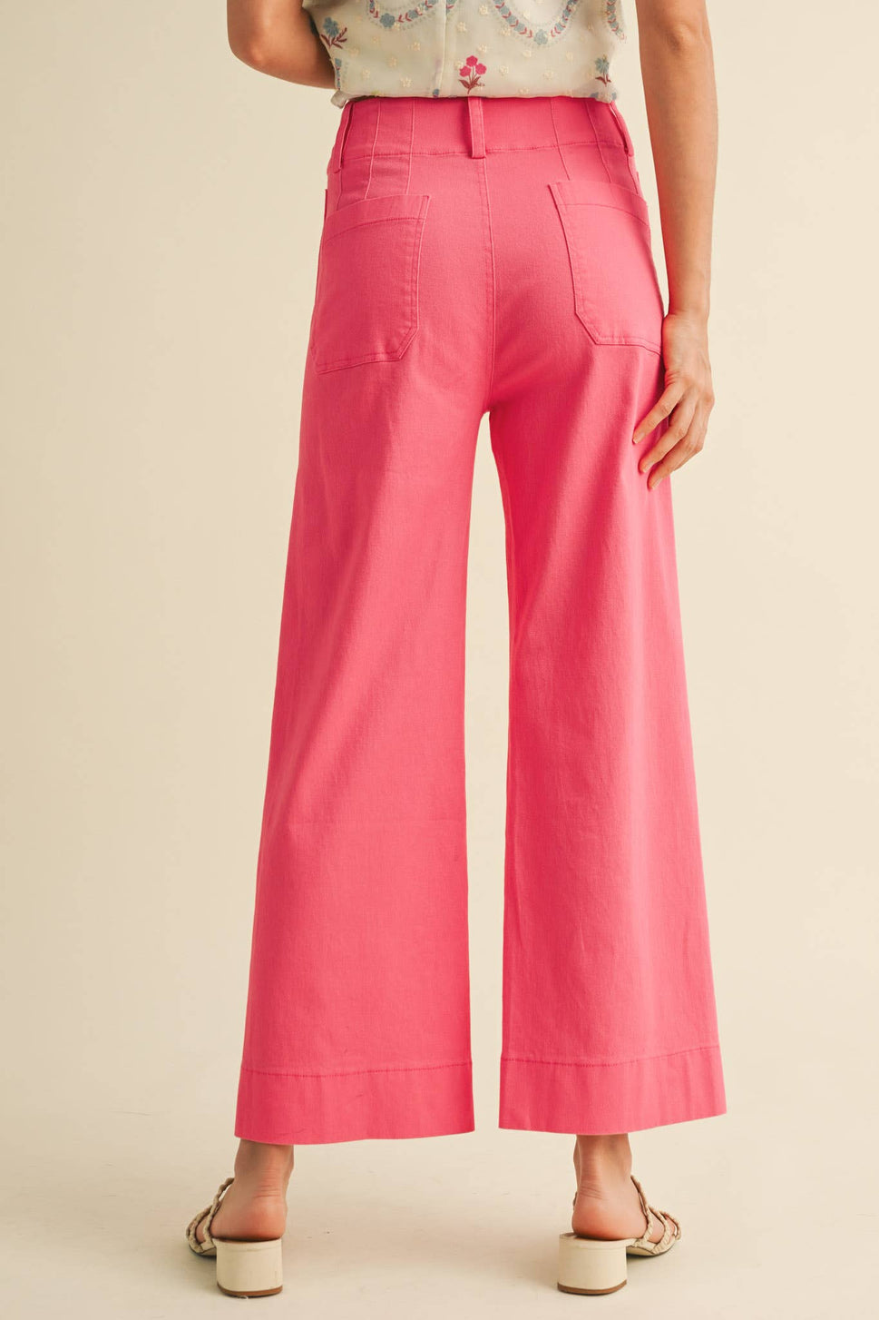 HIGH WAIST CROPPED WIDE LEG PANTS