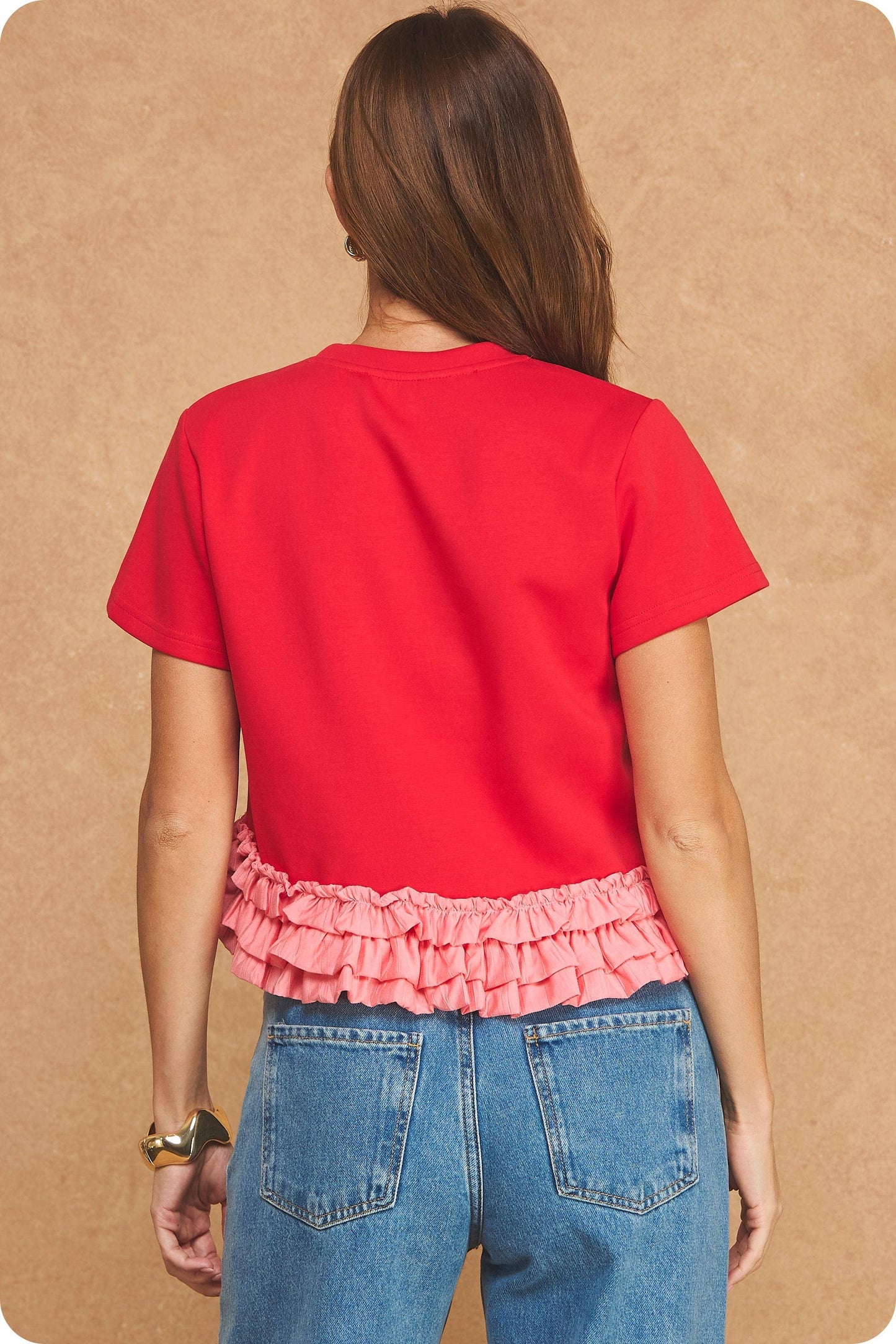 Ruffle Frill Asymmetric Hem Top