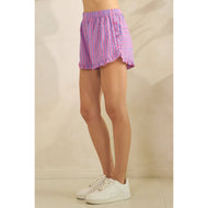 Boho Stripe Ruffle Lounge Shorts