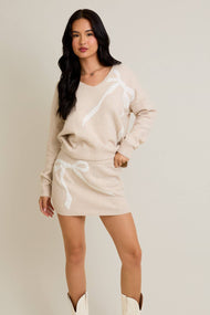 V-neck & Mini Skirt Set