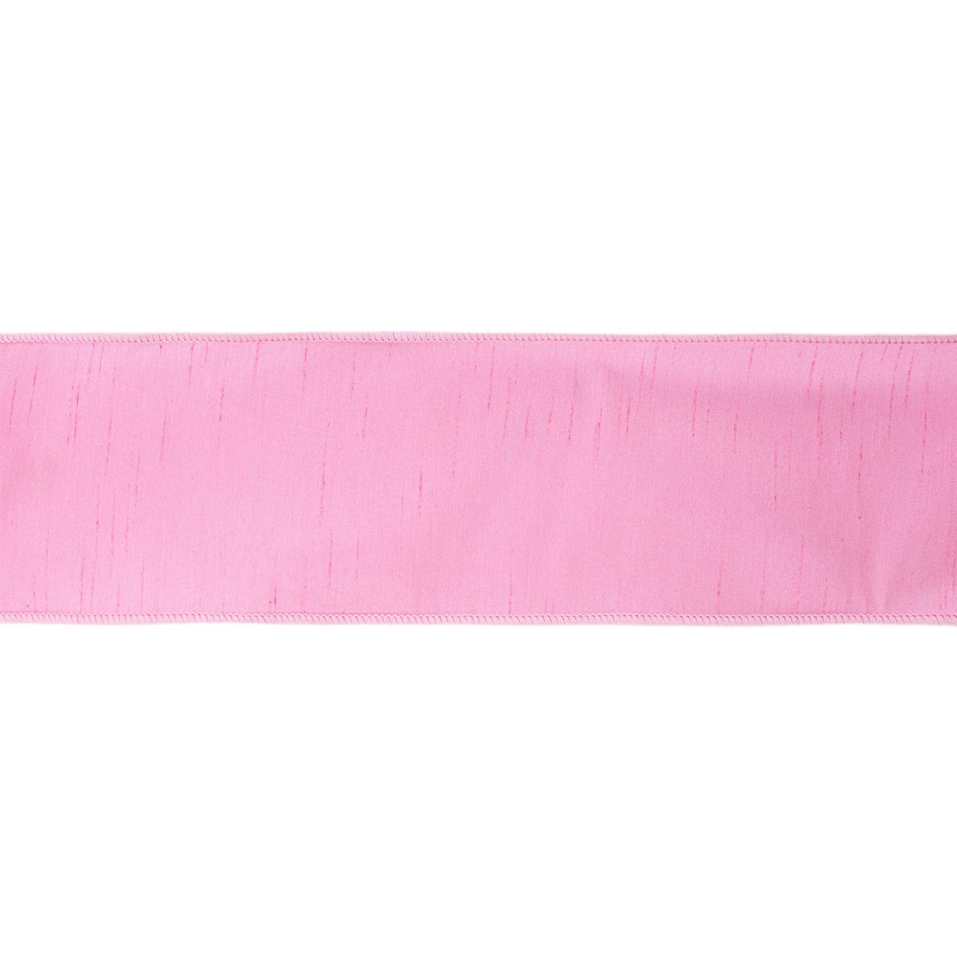4" Wired Dupioni Ribbon | Pink | 10 Yard Roll