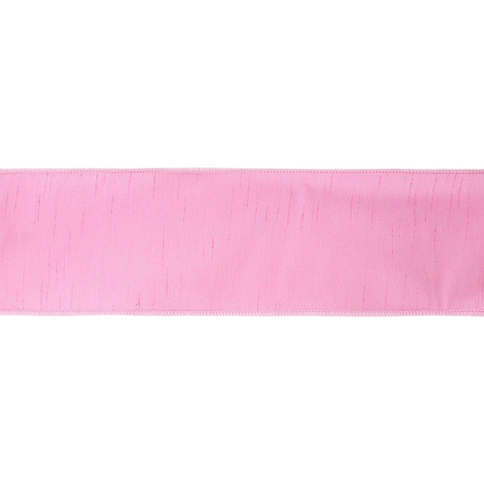 4" Wired Dupioni Ribbon | Pink | 10 Yard Roll