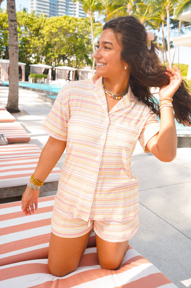Pool Party Ribbed Bamboo Short Pajama Set