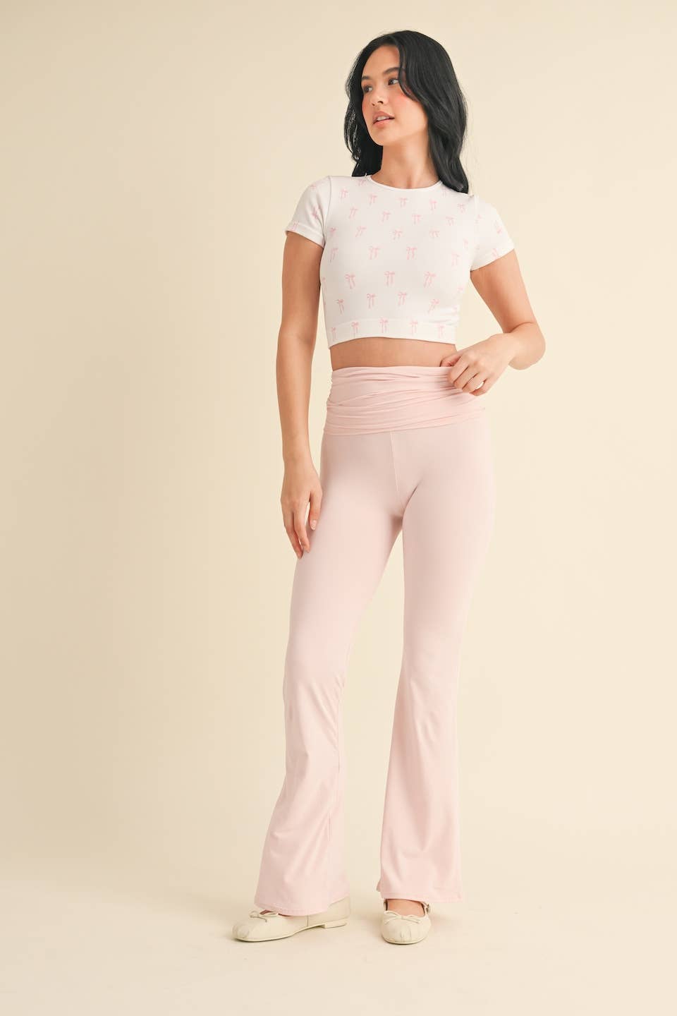 BOW PRINT CREWNECK BABY TEE