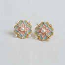 Switch Vintage Palace Style Enamel Pearl Stud Earrings 3 image