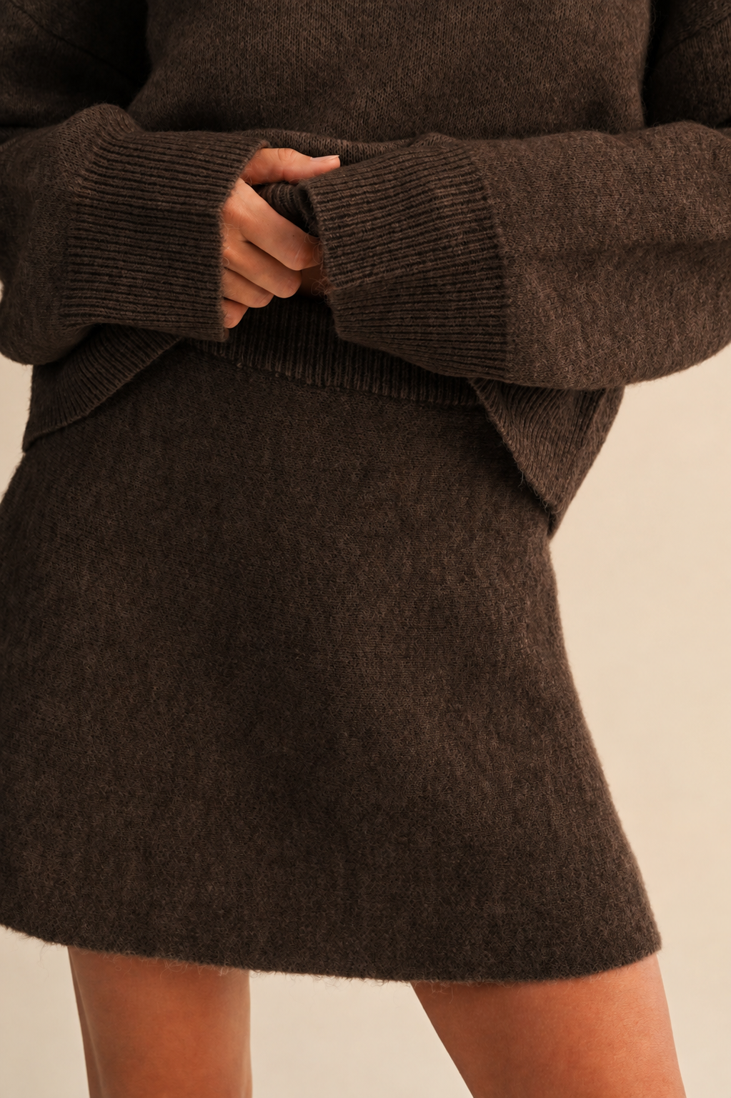 Long Sleeve Sweater Top and Flared Mini Skirt Set