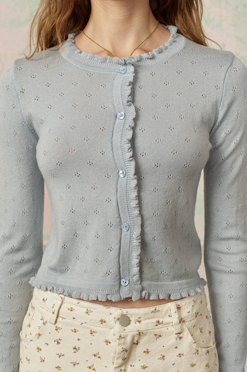 Ruffle Button Cardigan