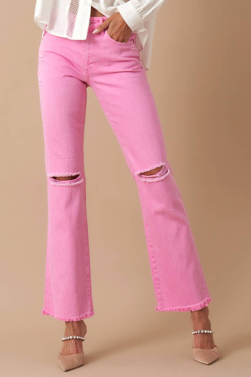 High Waisted Pink Denim