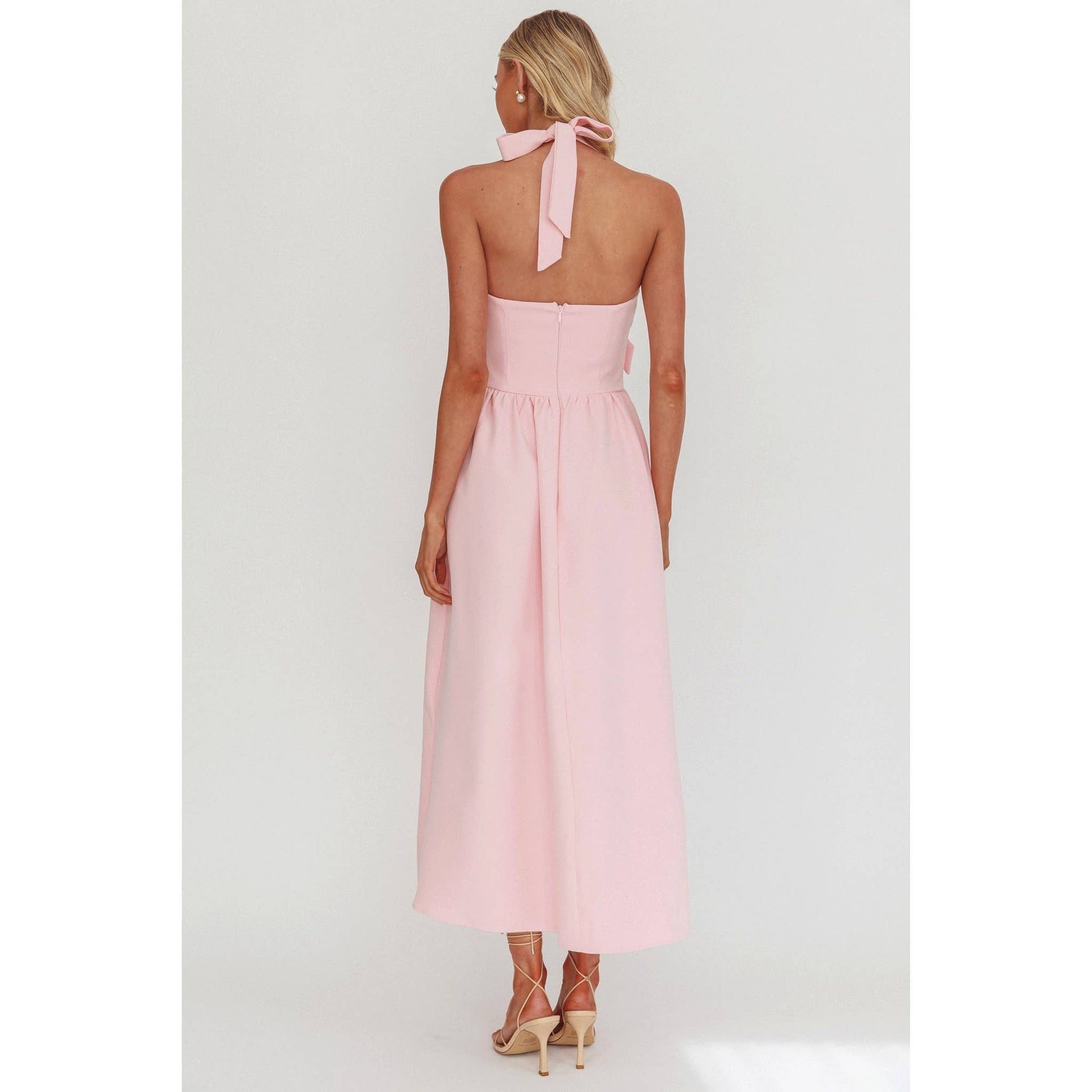 Rose Bow Maxi Dress: Pink Sorbet