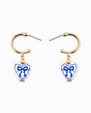 Switch Ceramic Heart Bow Graphic Drop Hoop Earrings: Blue 2 image
