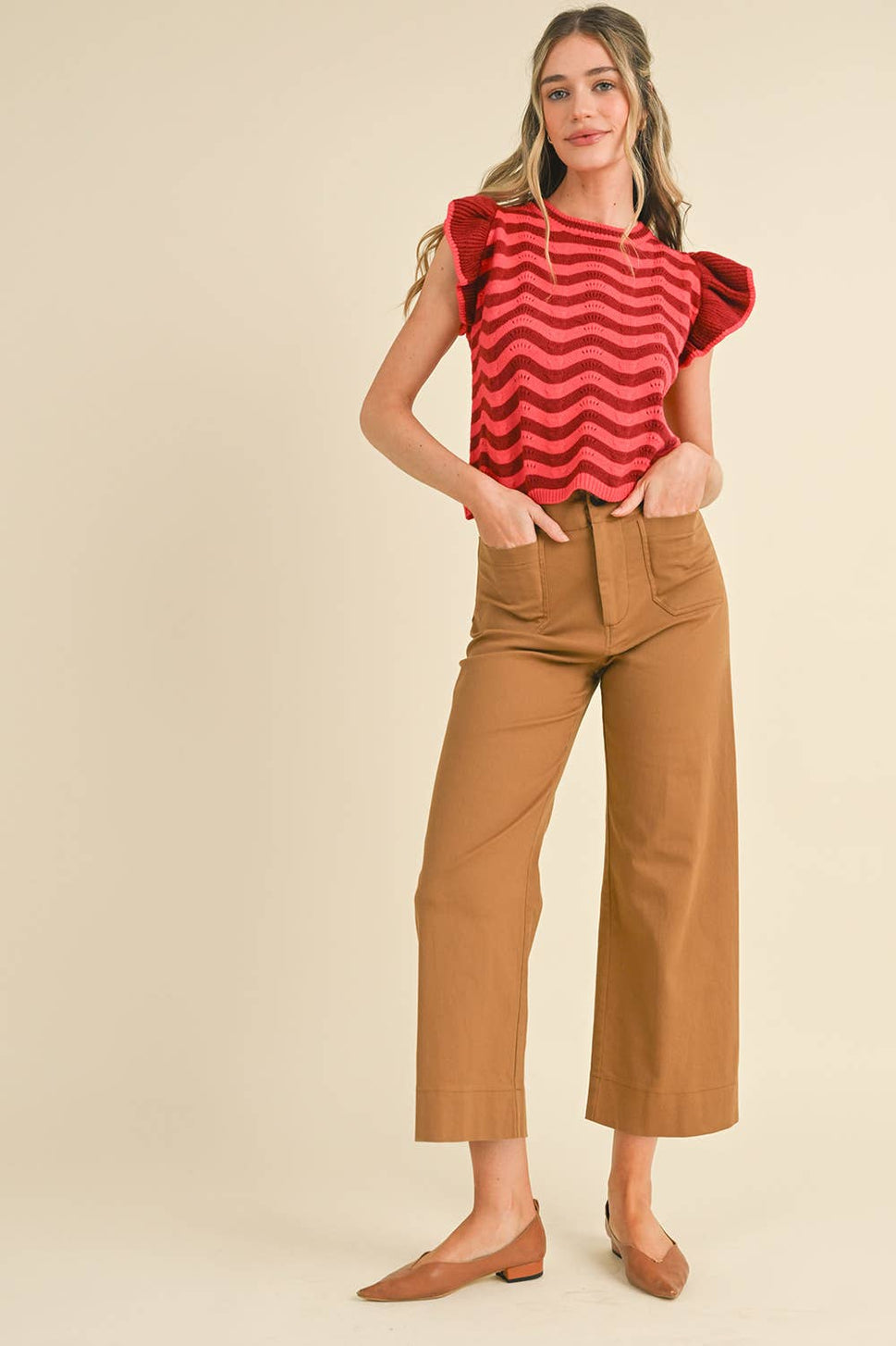 HIGH WAIST CROPPED WIDE LEG PANTS