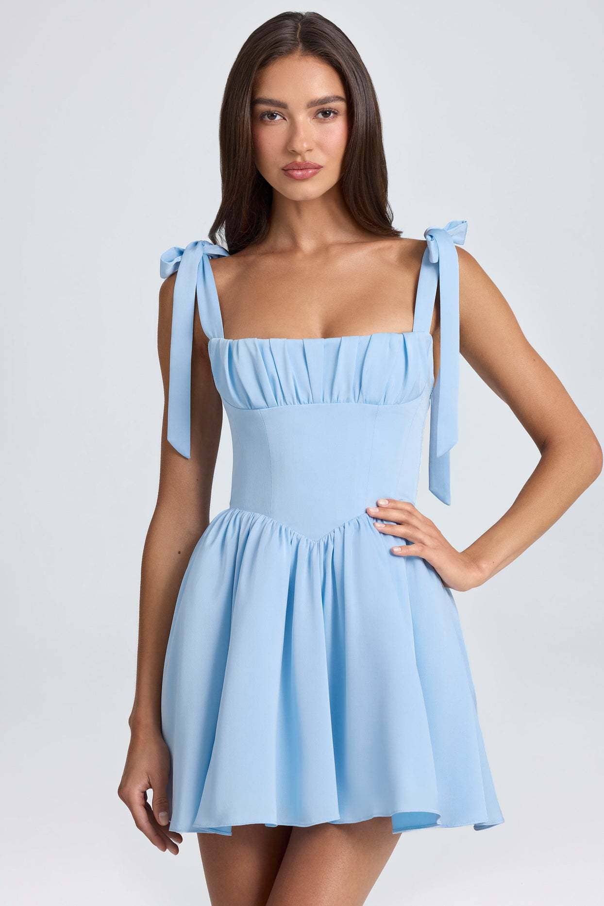 FASHIONABLE SQUARE NECH HIGH WAIST DRESS