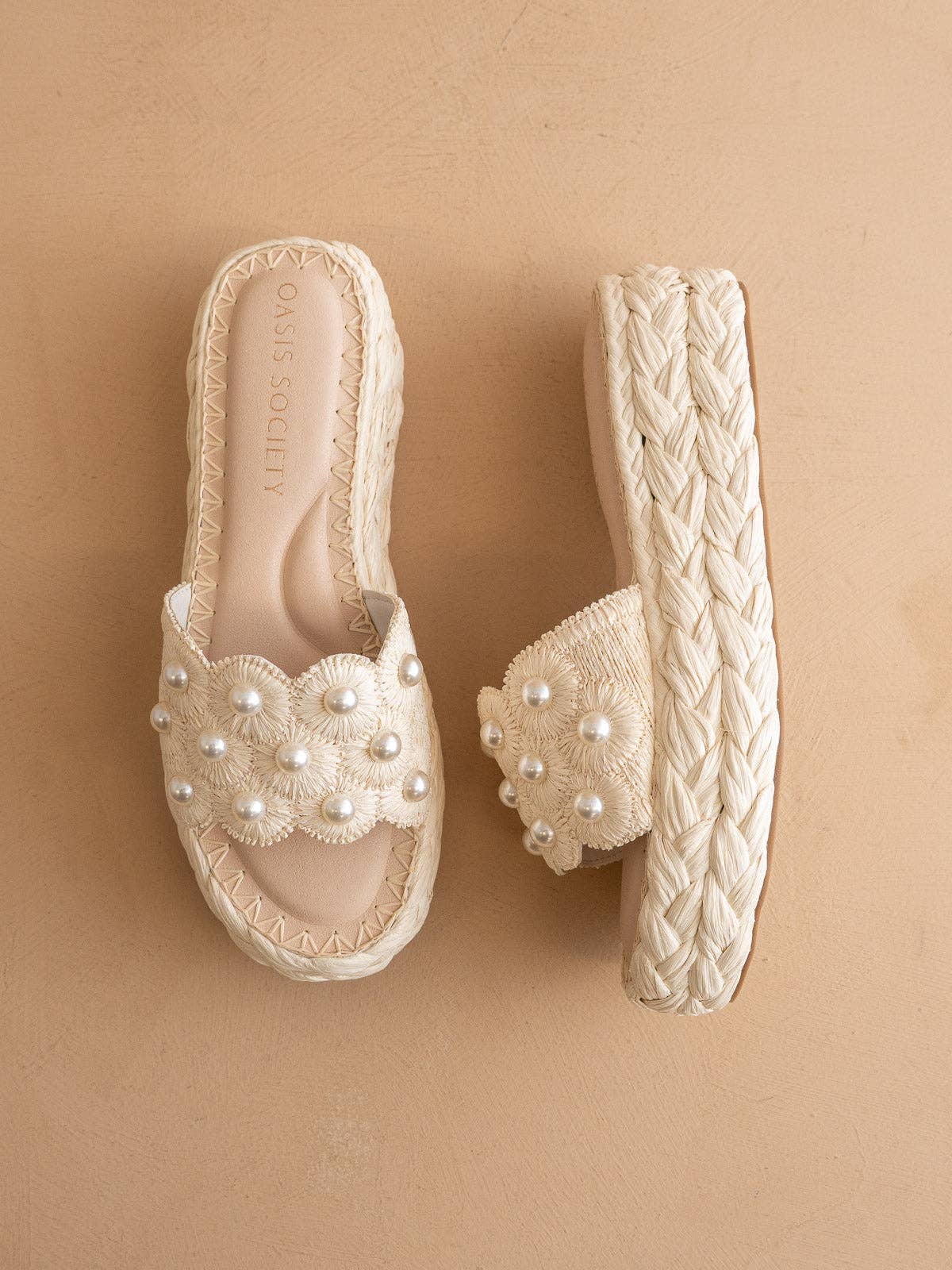 The Candice | Floral Raffia Platform Slide