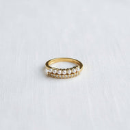 Vintage Geometric Ring with Pearl Accent