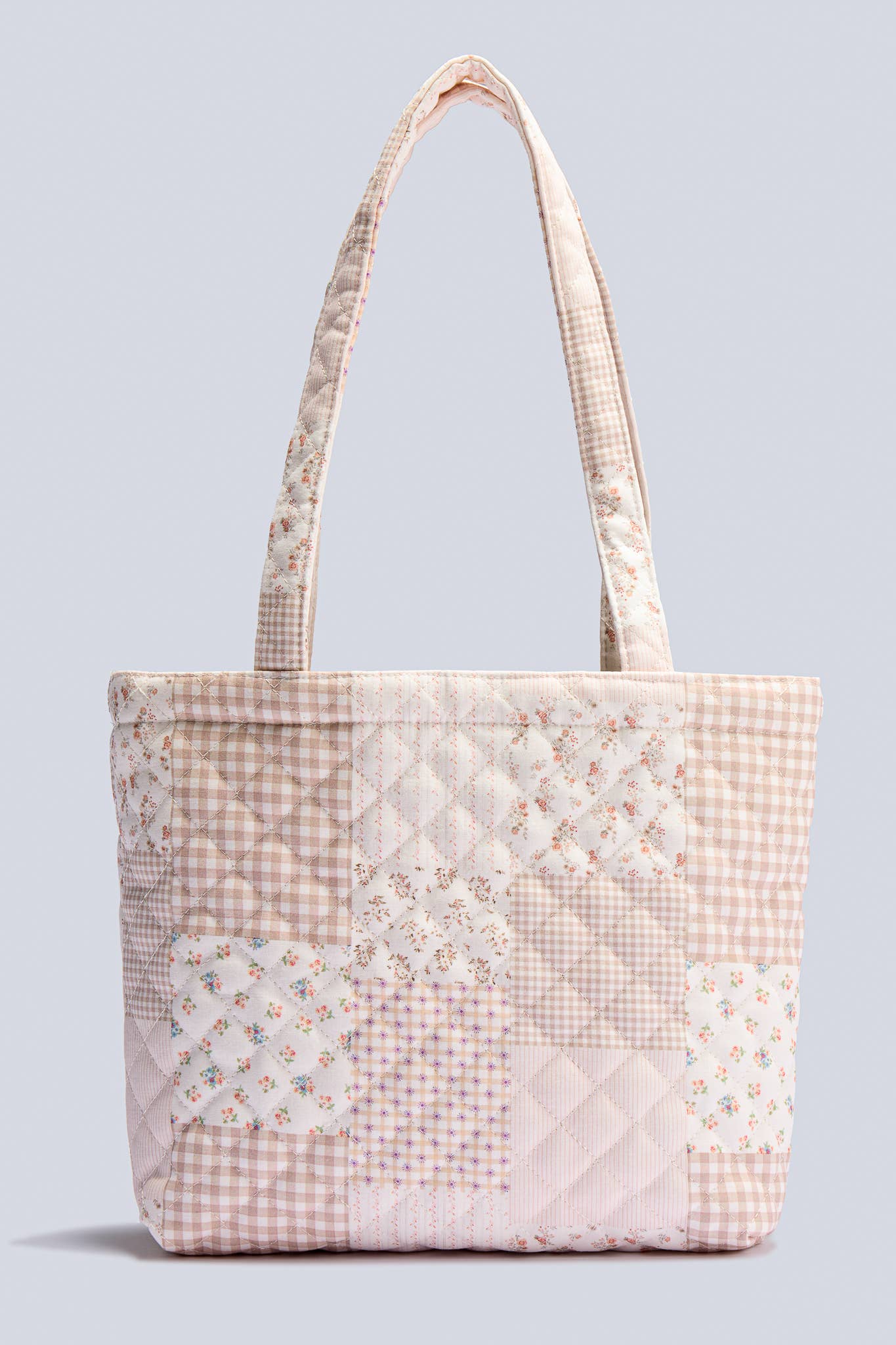Blush Patchwork Quilted Tote Bag