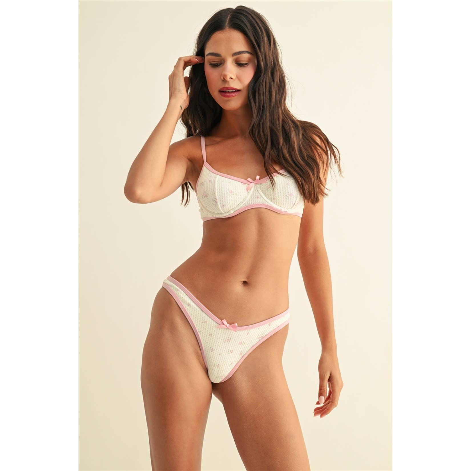 Seaside Picnic Bikini Set: PINKFLORAL / S-M-L(3-2-1)