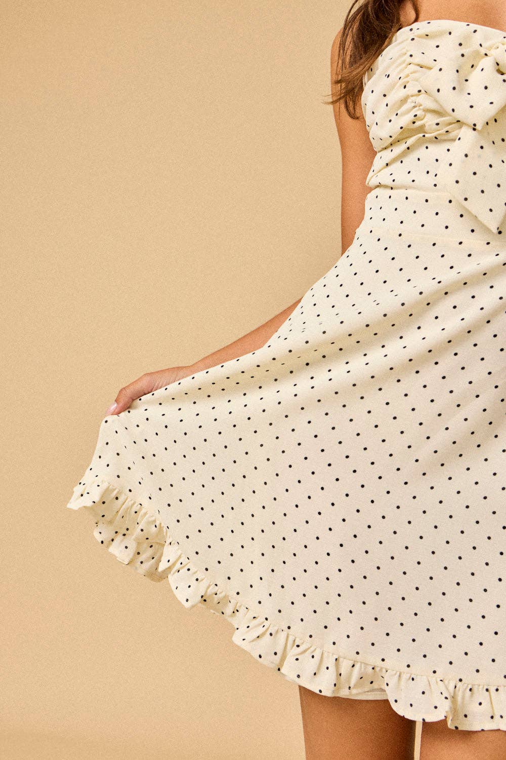Caroline Polka Dot Dress: Cream/Black