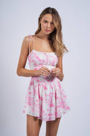 Switch TREE PRINT TIE STRAP FIT &amp; FLARE MINI DRESS 2 image