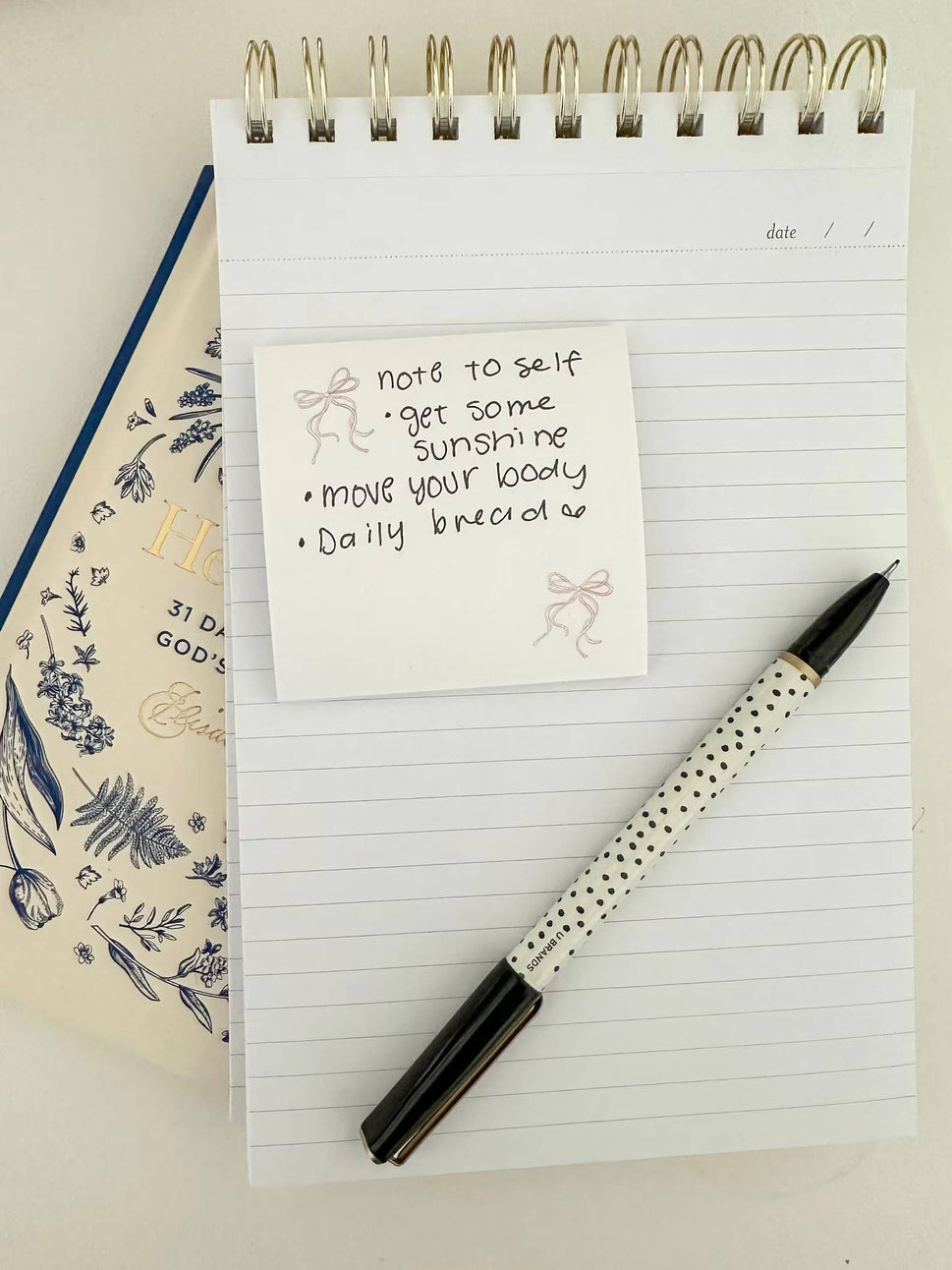PINK BOW COQUETTE STICKY NOTE, CHRISTIAN STATIONARY