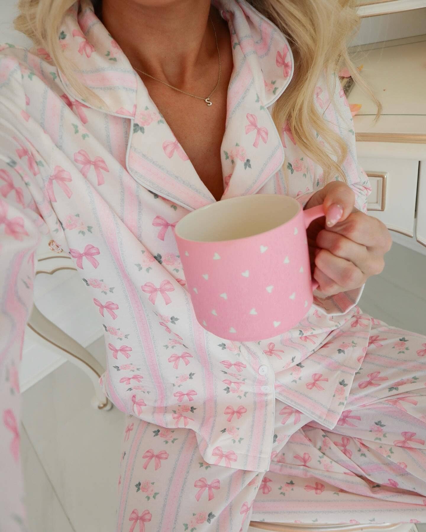 STYLISH BOW PRINT LOUNGEWEAR SET