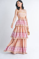 Switch THREE TIER PRINTED MAXI DRESS WITH POM POM TRIM 3 image