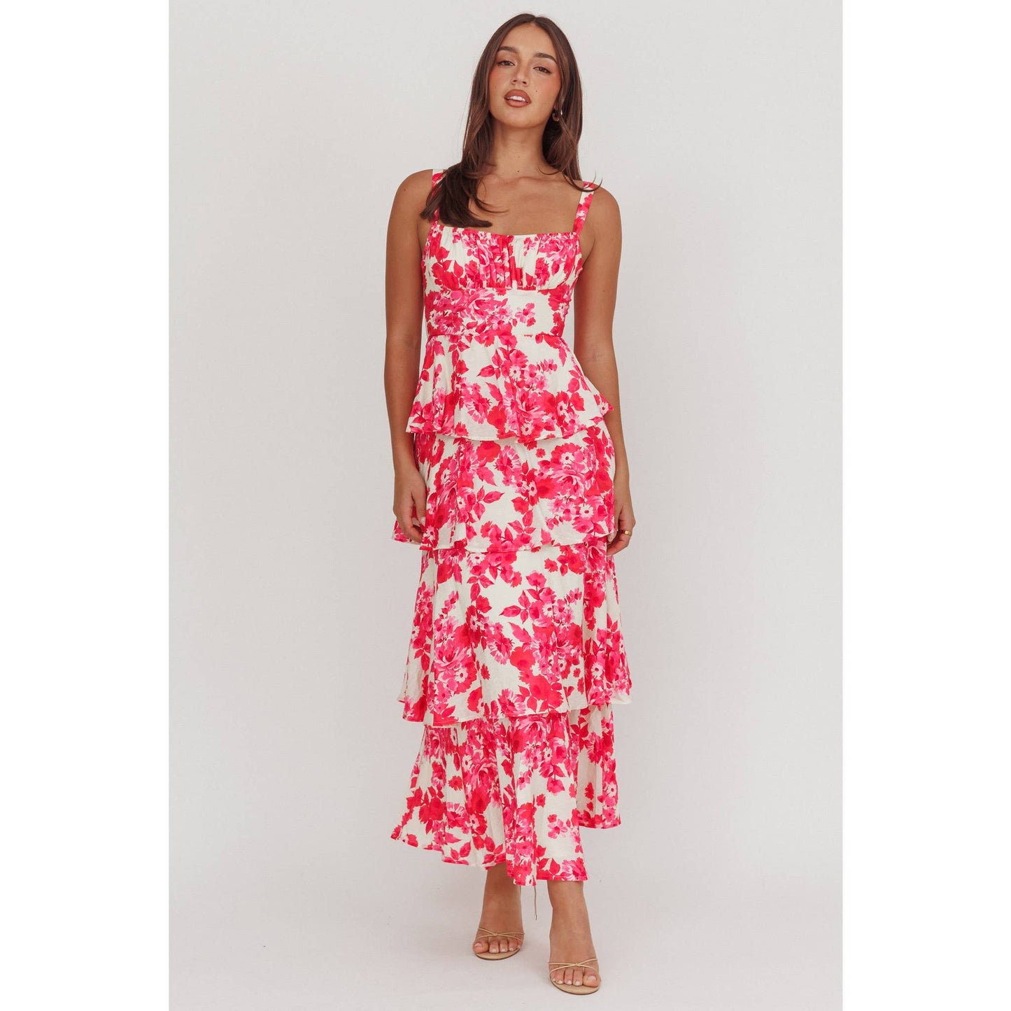 Ruffled Floral Tiered Dress